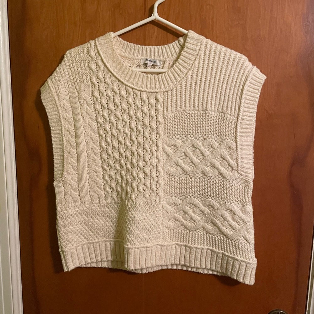 Madewell Cream Cable Knit Sweater Vest